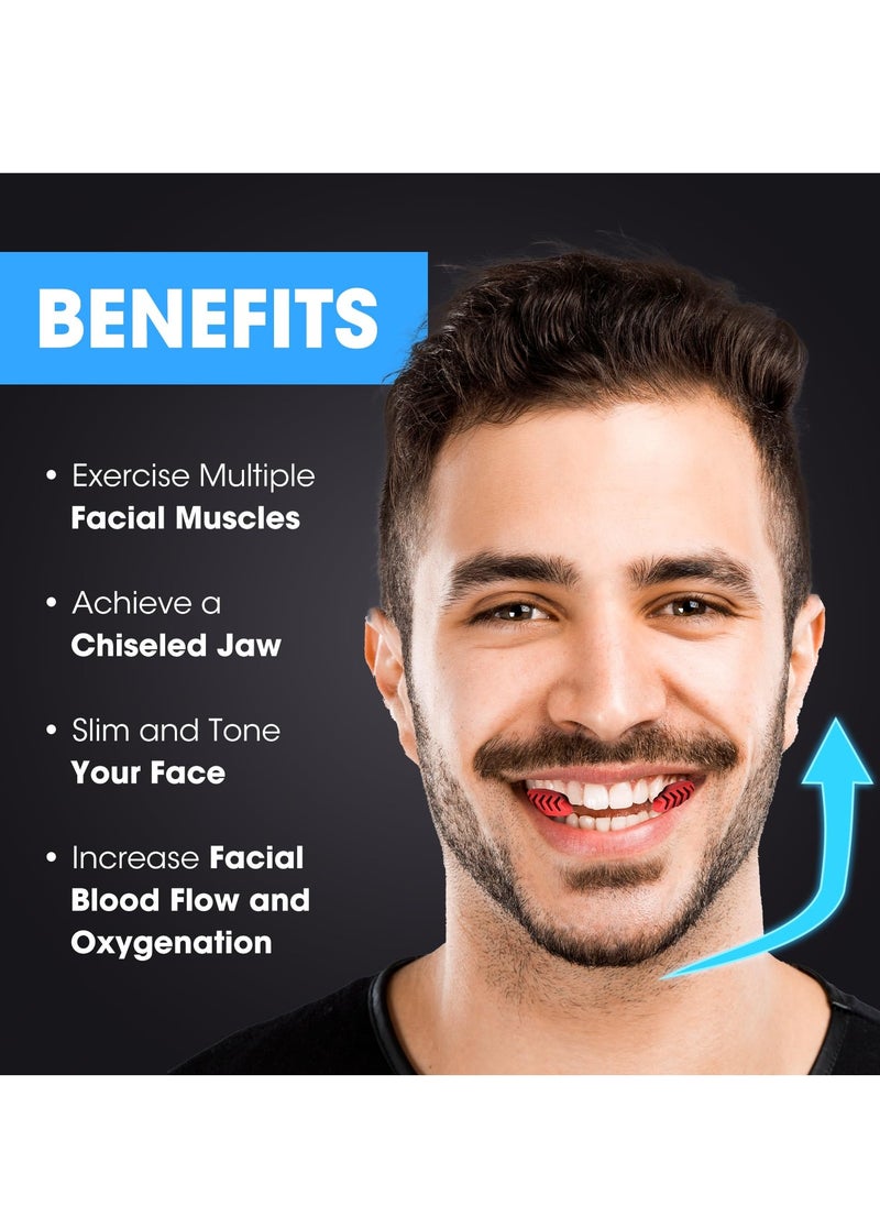 Excefore 2024 Upgraded Jaw Exerciser for Men & Women 6pcs 3 Resistance Levels, Silicone Jawline Exerciser Jaw Trainer Strengthener Jawline Shaper for All Level Users BPA Free Blue Red Black  - Image 2