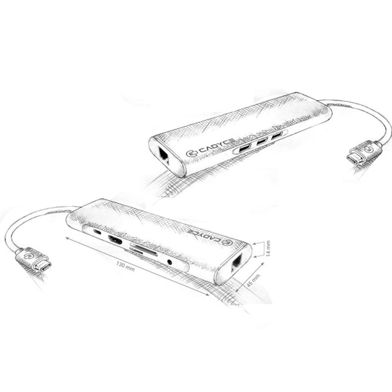 Cadyce USB-C Enhanced Travel Docking Station (USB-C to HDMI + 3 x USB 3.0 + Giga LAN + mSD and SD Card Slots + 3.5mm Stereo Port + USB-C Female for Data and Charging - Image 3