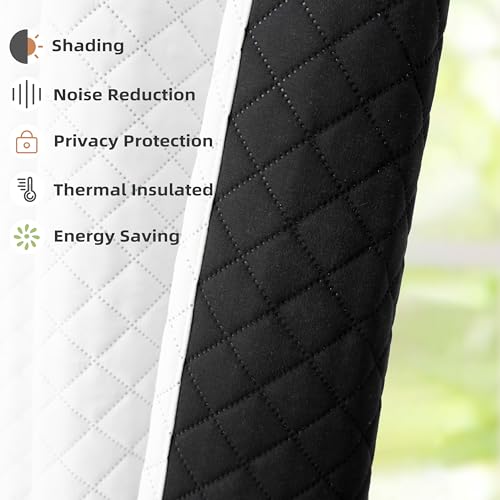 DriftAway Soundproof Thermal Insulated Quilted Curtain Liners for Bedroom Sound Barrier Blackout Cold Heat Noise Reducing Energy Saving 50 Inches by 80 Inches Grayish White One Panel - Image 2
