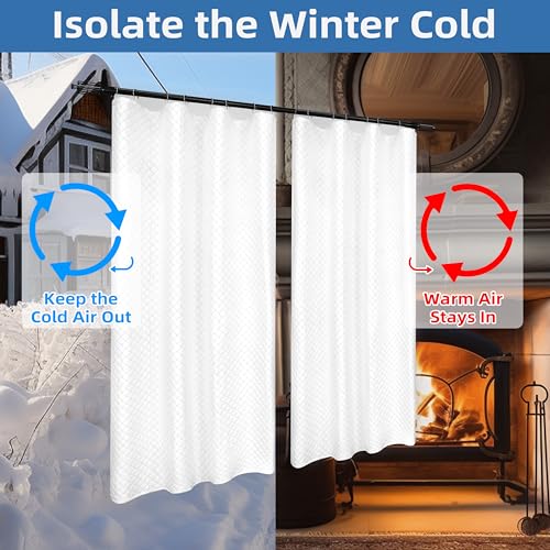 DriftAway Soundproof Thermal Insulated Quilted Curtain Liners for Bedroom Sound Barrier Blackout Cold Heat Noise Reducing Energy Saving 50 Inches by 80 Inches Grayish White One Panel - Image 5