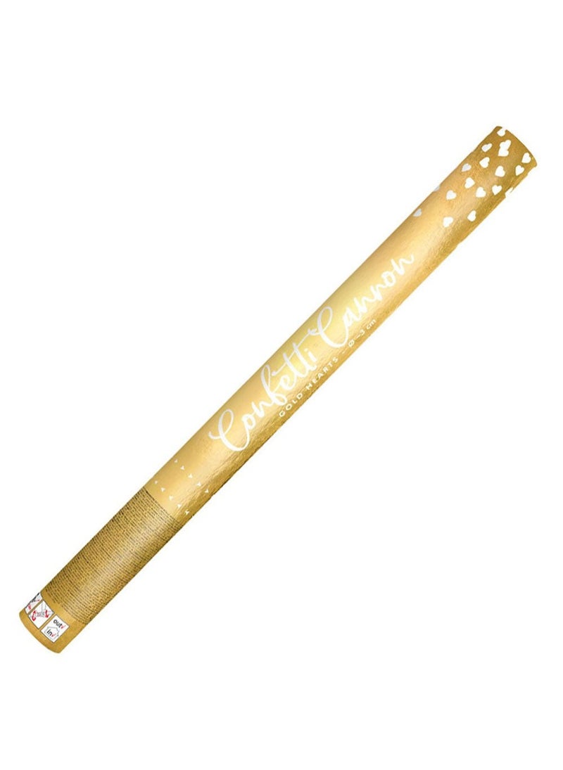 PartyDeco Large Hearts Confetti Cannon Gold Foil 60cm - Image 1
