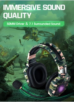 onikuma K8 Wired Camouflage Gaming Headset Noise Canceling Mic/PC/PS4/PS5/MOBILE/XBOX  - Image 2