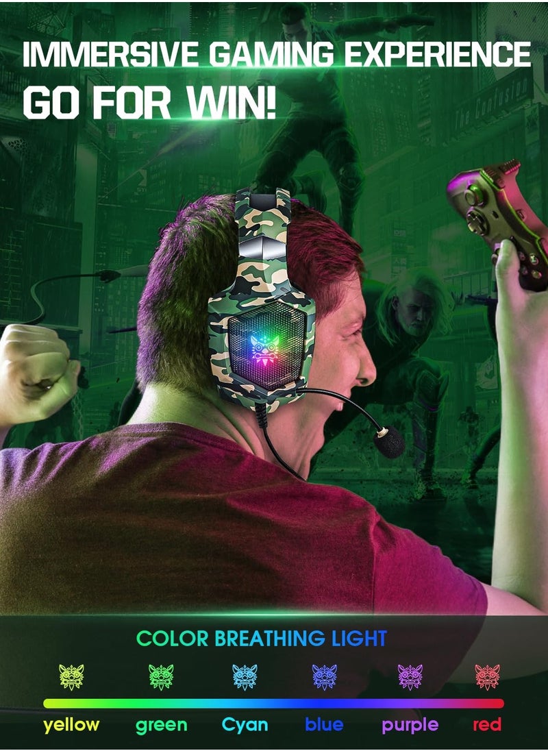 onikuma - K8 Wired Camouflage Gaming Headset Noise Canceling Mic/PC/PS4/PS5/MOBILE/XBOX - Image 1