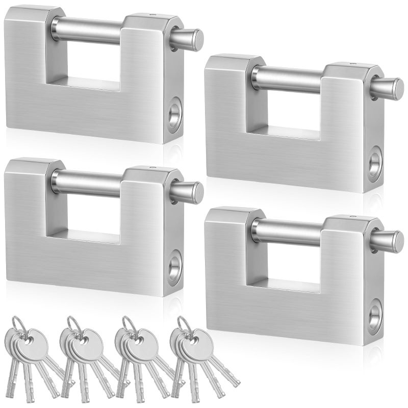 Blulu 4 Pack Heavy Duty Lock for Shipping Container with Stainless Steel Keys Stainless Steel DShaped Padlock for Garage Door Shed Storage Unit Locker and Warehouse 70mm - Image 2