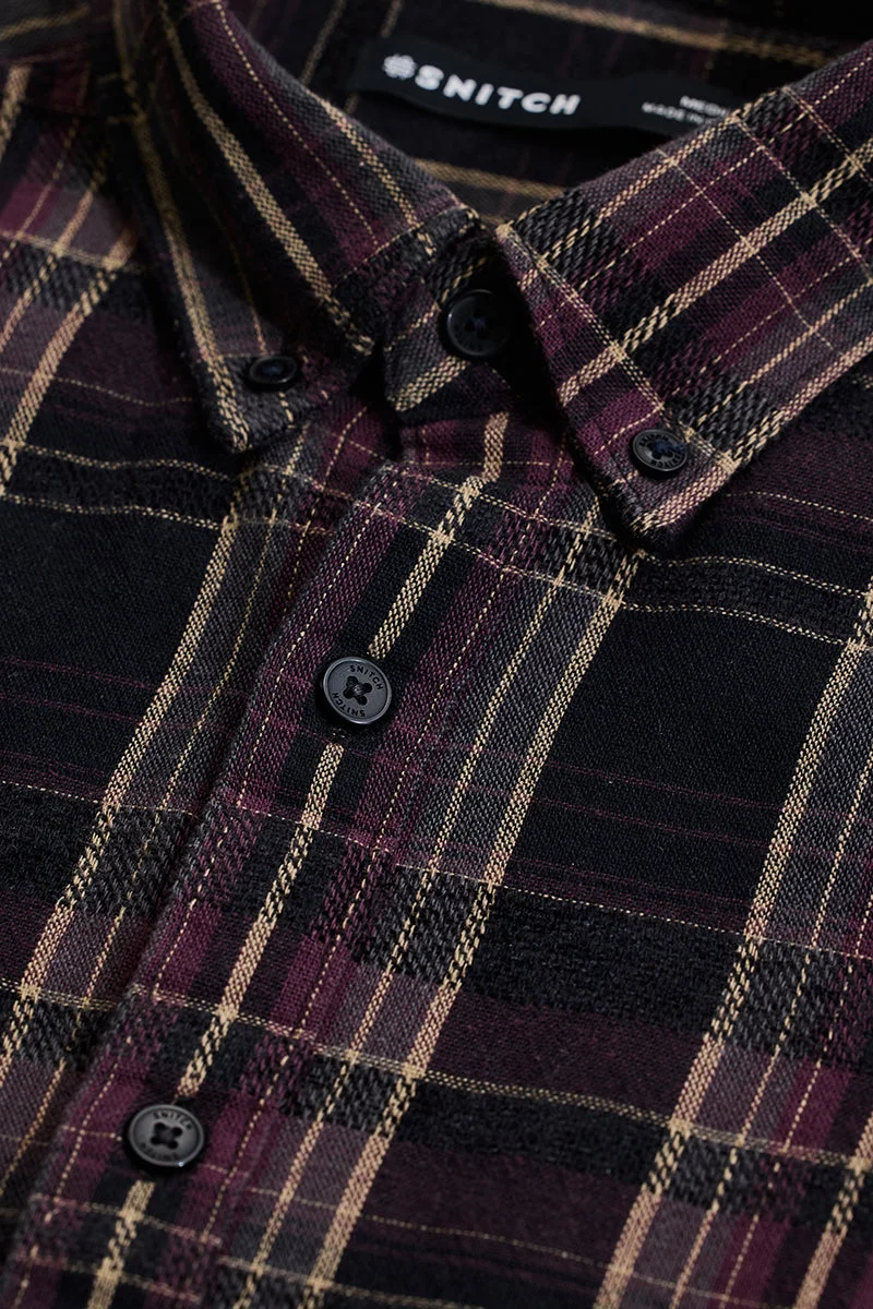 SNITCH Black Checkered Long Sleeve Slim Fit Casual Shirt