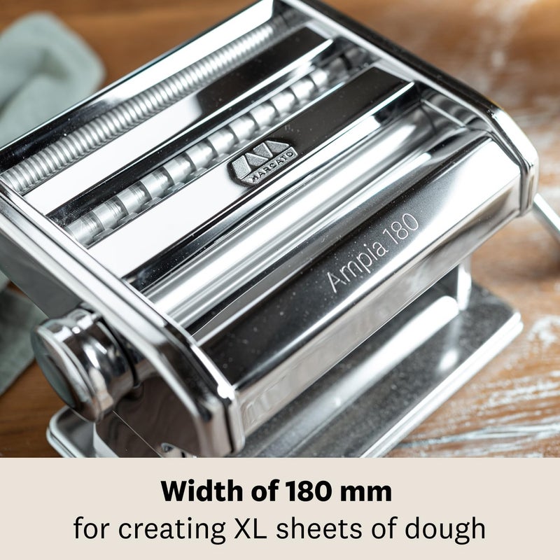 MARCATO Made in Italy Ampia 180 Classic Manual Pasta Machine, Chrome Steel. Makes Lasagne, Fettuccine & Tagliolini. - Image 5