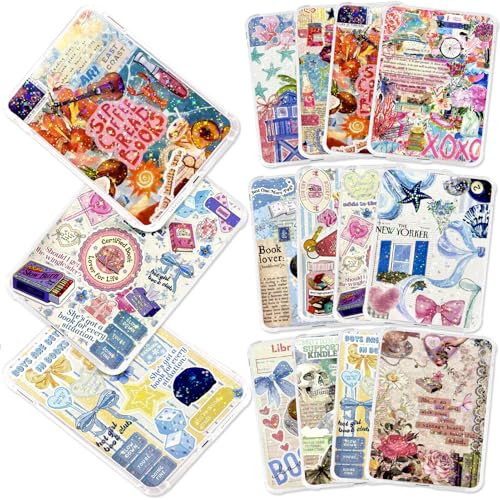 ZLSPTK 12Pcs Inserts for Kindle Paperwhite Cardstock Insert for Clear Case 6.7 x 4.7Inch Solid Glitter Paper Charms for Kindle E-Reader Back Cover Insert Decorating Accessories for Paper White 11th-12th 02 - Image 1