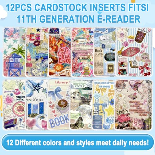 ZLSPTK 12Pcs Inserts for Kindle Paperwhite Cardstock Insert for Clear Case 6.7 x 4.7Inch Solid Glitter Paper Charms for Kindle E-Reader Back Cover Insert Decorating Accessories for Paper White 11th-12th 02 - Image 4
