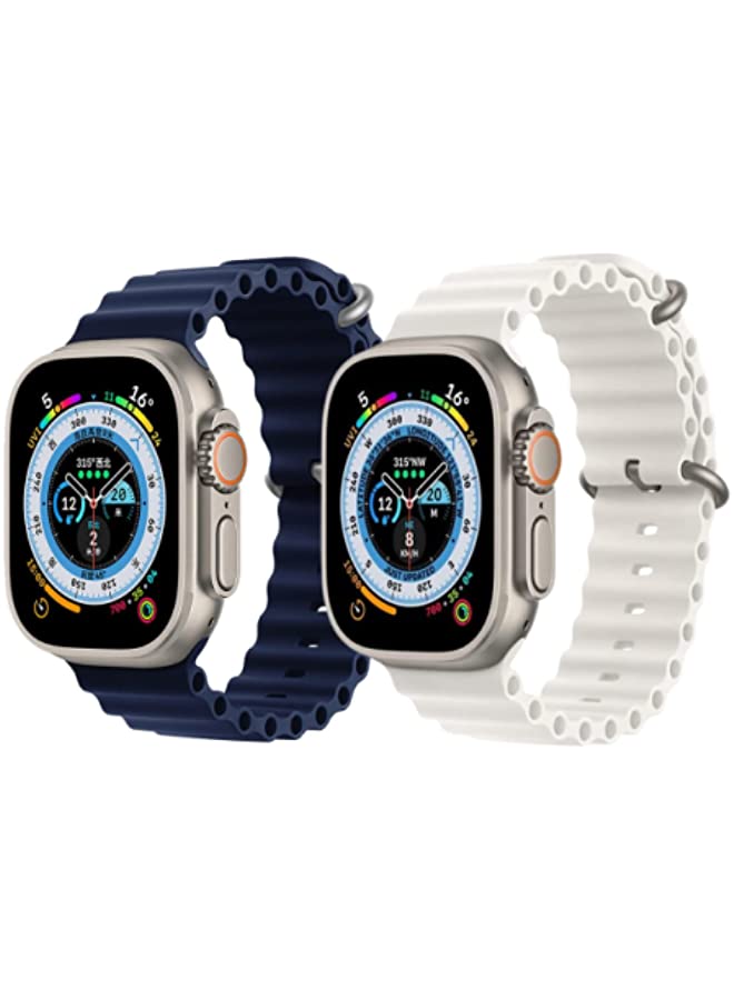 IAF Silicone Ocean Band Strap for Apple Watch 38/40/41mm Dark Blue/Snow White Set of 2