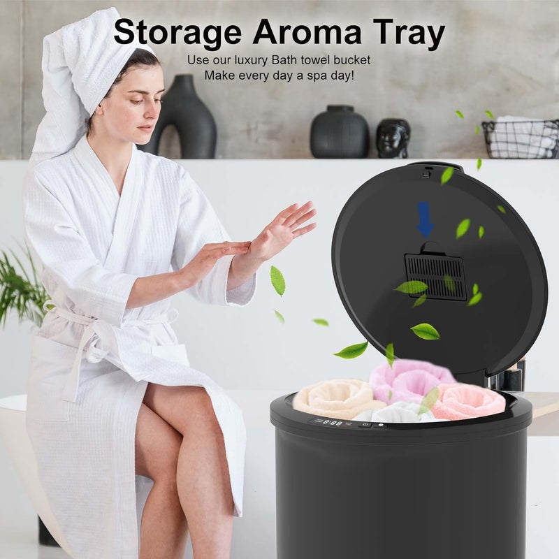 Trydow Ultra Large Capacity Towel Warmer Bucket, Rapid Heating with Timer, One-Button Digital Display Control, Safety Lock, Gifts for Him & Her, Auto Shut-Off, Fits 2 Large, Blanket, Bathrobe, Black - Image 3