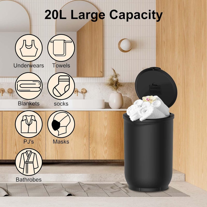 Trydow Ultra Large Capacity Towel Warmer Bucket, Rapid Heating with Timer, One-Button Digital Display Control, Safety Lock, Gifts for Him & Her, Auto Shut-Off, Fits 2 Large, Blanket, Bathrobe, Black - Image 5