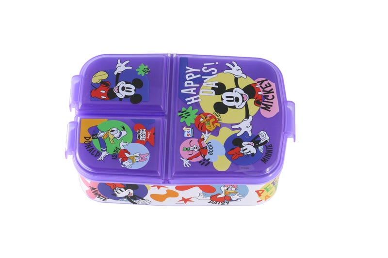 SKi Homeware Plastic SKI Trio 3 Compartment Bento Lunch/Snack Box for your kids' School, Picnic, Sports - For return Gifts or Party Favours- Mickey, Multicolor - Image 1