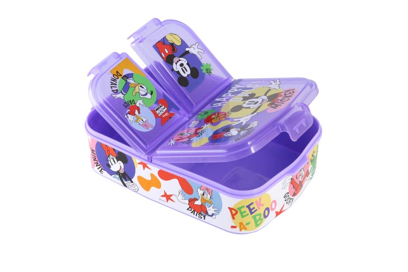 SKi Homeware Plastic SKI Trio 3 Compartment Bento Lunch/Snack Box for your kids' School, Picnic, Sports - For return Gifts or Party Favours- Mickey, Multicolor - Image 2