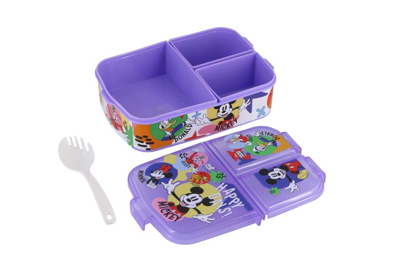 SKi Homeware Plastic SKI Trio 3 Compartment Bento Lunch/Snack Box for your kids' School, Picnic, Sports - For return Gifts or Party Favours- Mickey, Multicolor - Image 3