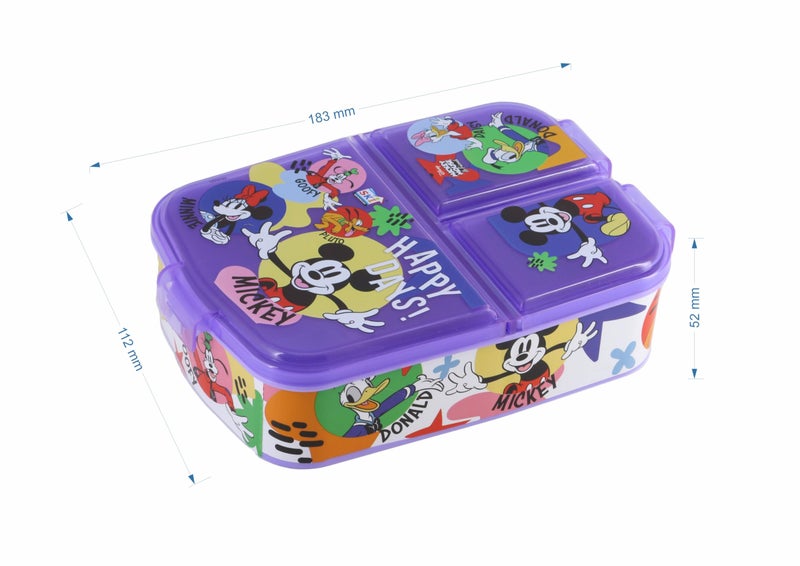 SKi Homeware Plastic SKI Trio 3 Compartment Bento Lunch/Snack Box for your kids' School, Picnic, Sports - For return Gifts or Party Favours- Mickey, Multicolor - Image 4