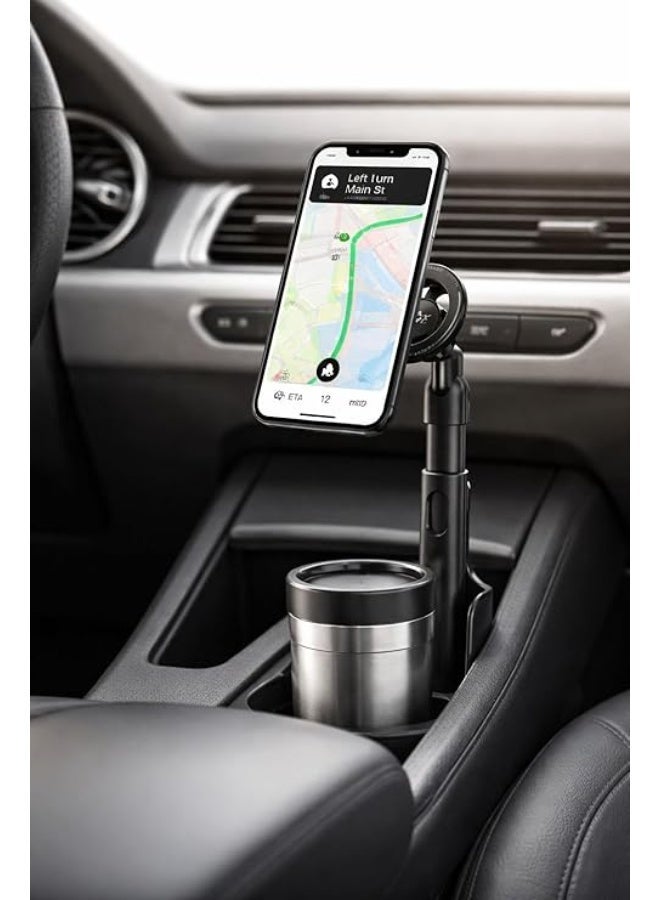 Fox Magnetic car phone holder with adjustable telescopic arm, 360° rotation, strong anti-shake grip, and one-handed operation - Black - Image 3