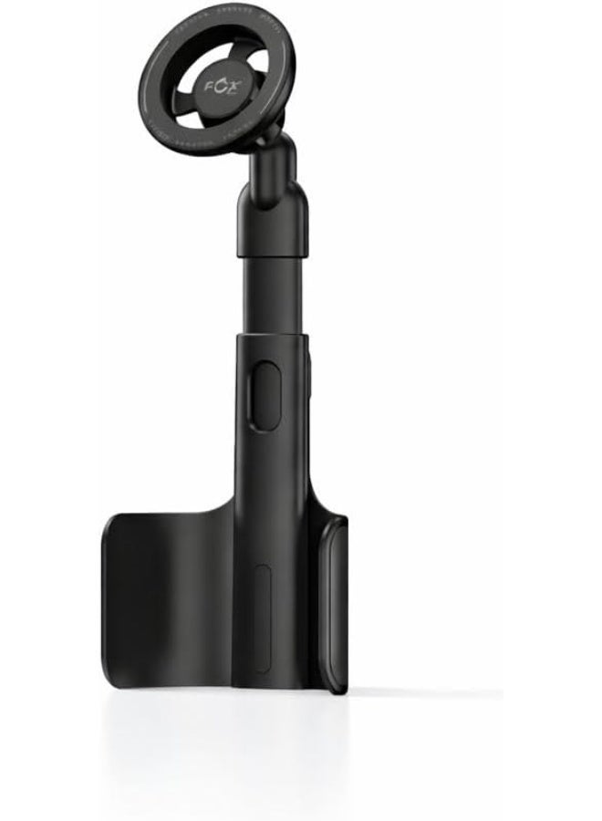 Fox Magnetic car phone holder with adjustable telescopic arm, 360° rotation, strong anti-shake grip, and one-handed operation - Black - Image 1