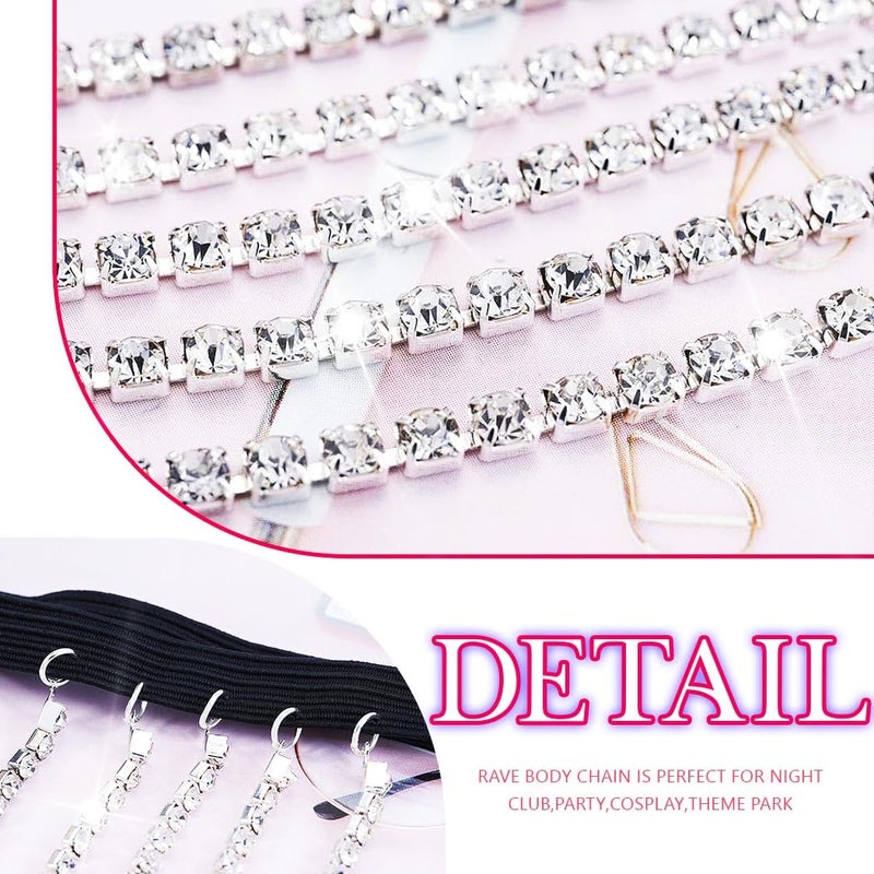 REETAN Leg Jewelry Thigh Rhinstone Body Chain for Womenï¼ˆB-Silverï¼‰ - Image 4