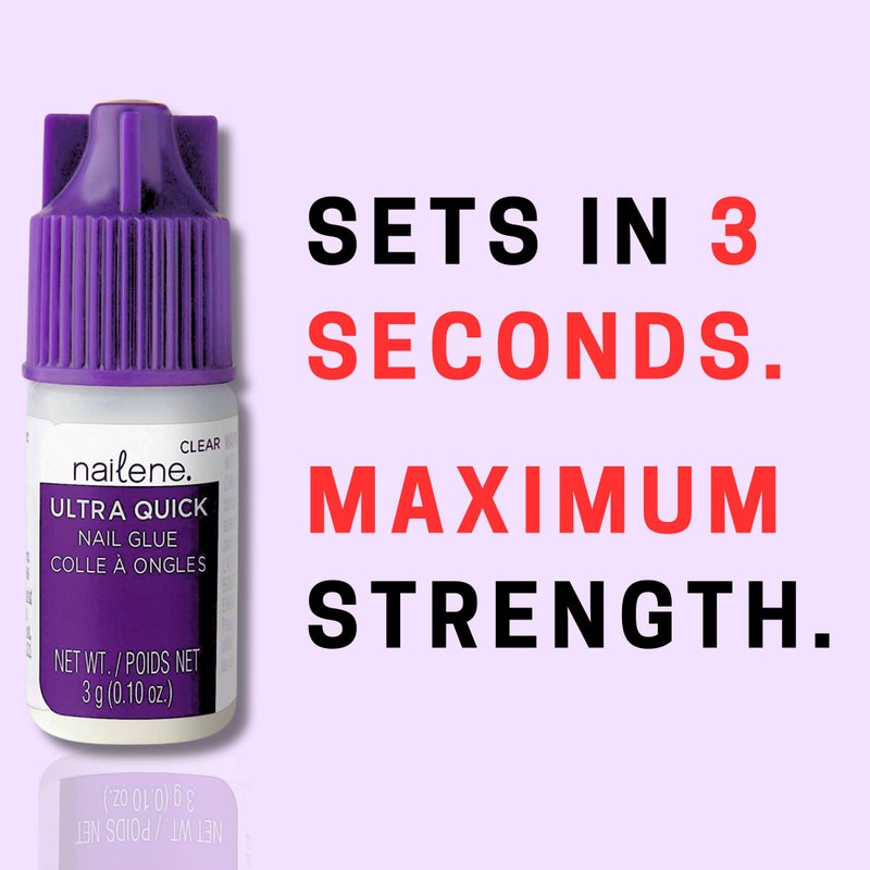 Nailene Ultra Quick Nail Glue - Durable, Easy to Apply False Nail Glue – Repairs Natural Nails – Quick-Drying Nail Adhesive Lasts Up to 7 Days - 3 g/0.10 oz - 3 Pack - Image 2