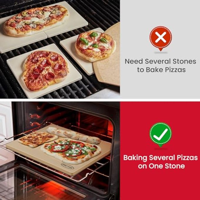 Unicook Large Rectangular Pizza Stone for Oven and Grill 20" x 16" x 0.6", Thermal Shock Resistant Cordierite Baking Stone, Ideal for Baking Crispy Pizzas, Bread and Cookies, Dough Cutter Included - Image 3