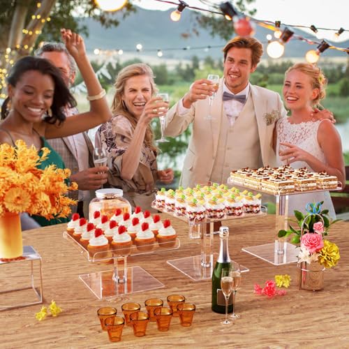 Bakzon 3 Piece Cupcake Stand, Acrylic Dessert Table Display Set, Clear Square Serving Trays for Birthday, Wedding, Baby Shower - Image 5