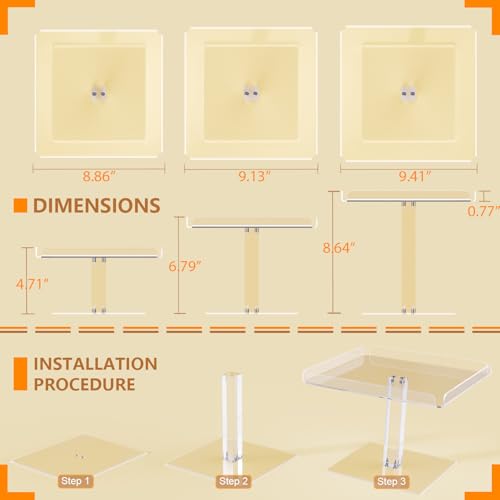 Bakzon 3 Piece Cupcake Stand, Acrylic Dessert Table Display Set, Clear Square Serving Trays for Birthday, Wedding, Baby Shower - Image 3
