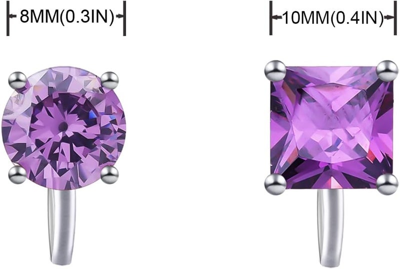 YOQUCOL 2 Pairs 8MM Cubic Zirconia Crystal Clip On Stud Earrings Non Pierced Stud Earrings For Women - Image 2
