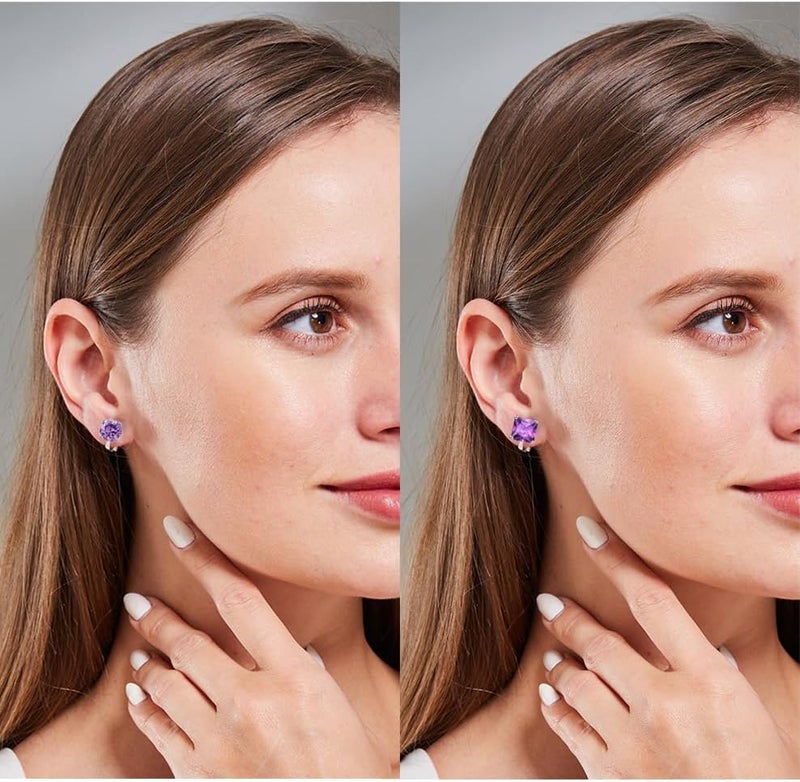 YOQUCOL 2 Pairs 8MM Cubic Zirconia Crystal Clip On Stud Earrings Non Pierced Stud Earrings For Women - Image 3