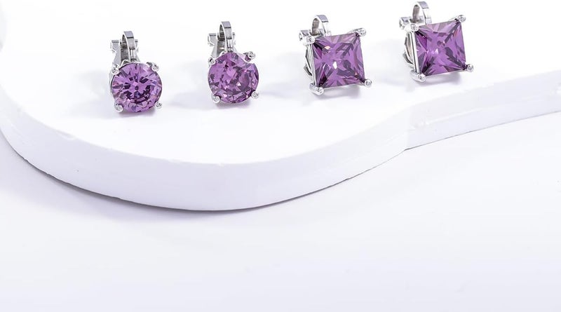 YOQUCOL 2 Pairs 8MM Cubic Zirconia Crystal Clip On Stud Earrings Non Pierced Stud Earrings For Women - Image 4