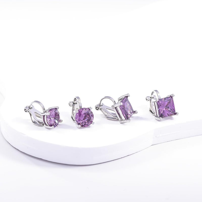 YOQUCOL 2 Pairs 8MM Cubic Zirconia Crystal Clip On Stud Earrings Non Pierced Stud Earrings For Women - Image 5