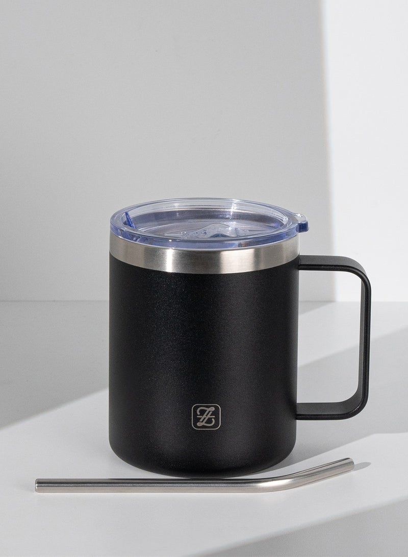 ZYMTA Black Thermal Coffee Cup & Water Tumbler | BPA-Free 18/8 Stainless Steel with Anti-Slip Grip - Keeps Drinks Hot 3H / Cold 9H  - Image 3