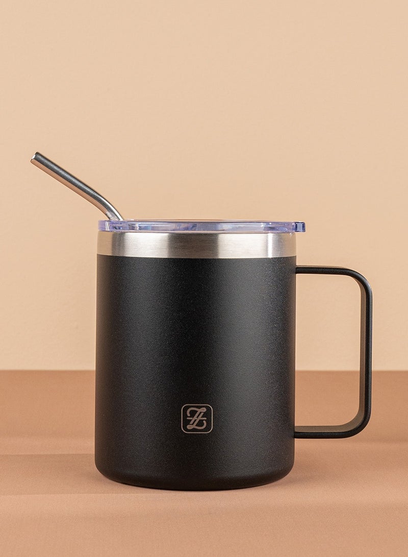 ZYMTA Black Thermal Coffee Cup & Water Tumbler | BPA-Free 18/8 Stainless Steel with Anti-Slip Grip - Keeps Drinks Hot 3H / Cold 9H  - Image 2