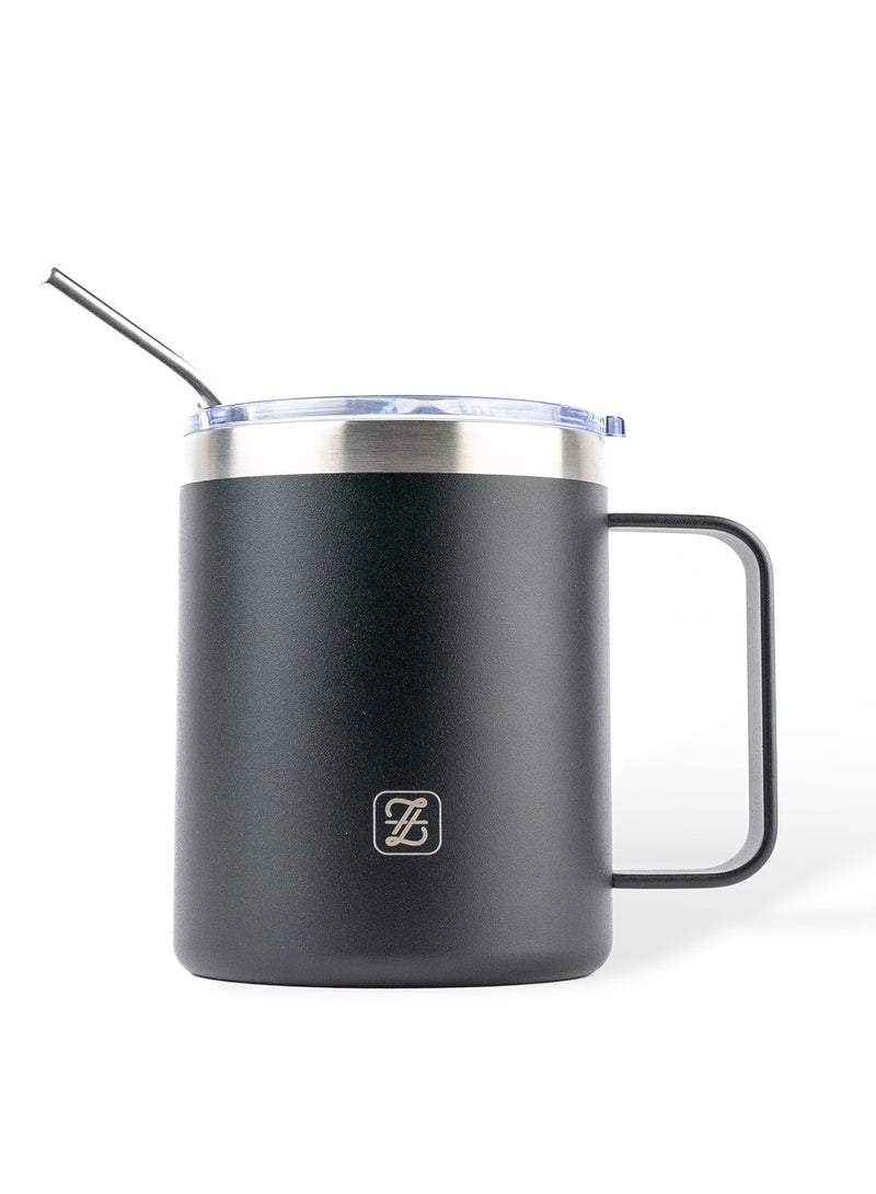 ZYMTA Black Thermal Coffee Cup & Water Tumbler | BPA-Free 18/8 Stainless Steel with Anti-Slip Grip - Keeps Drinks Hot 3H / Cold 9H  - Image 1