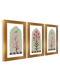Paper Plane Design PAPER PLANE DESIGN Large Panels Frame Painting For Wall Decoration Vintage Ethnic Aesthetic Wall Painting For Living Room With Golden Frames. Wall Decor. (A)  - Image 2