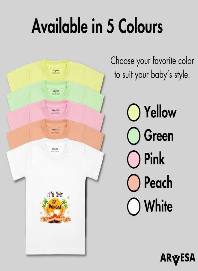 ARVESA My First Pongal TS-613 Pongal Baby Tshirt for Kids Boys & Girls Half Sleeves Round Neck Clothes Tshirt for Kids Boys 1 Months to 6 Years Dress - Image 4