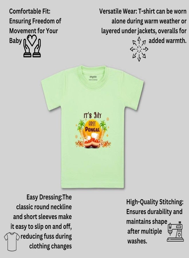 ARVESA My First Pongal TS-613 Pongal Baby Tshirt for Kids Boys & Girls Half Sleeves Round Neck Clothes Tshirt for Kids Boys 1 Months to 6 Years Dress - Image 3