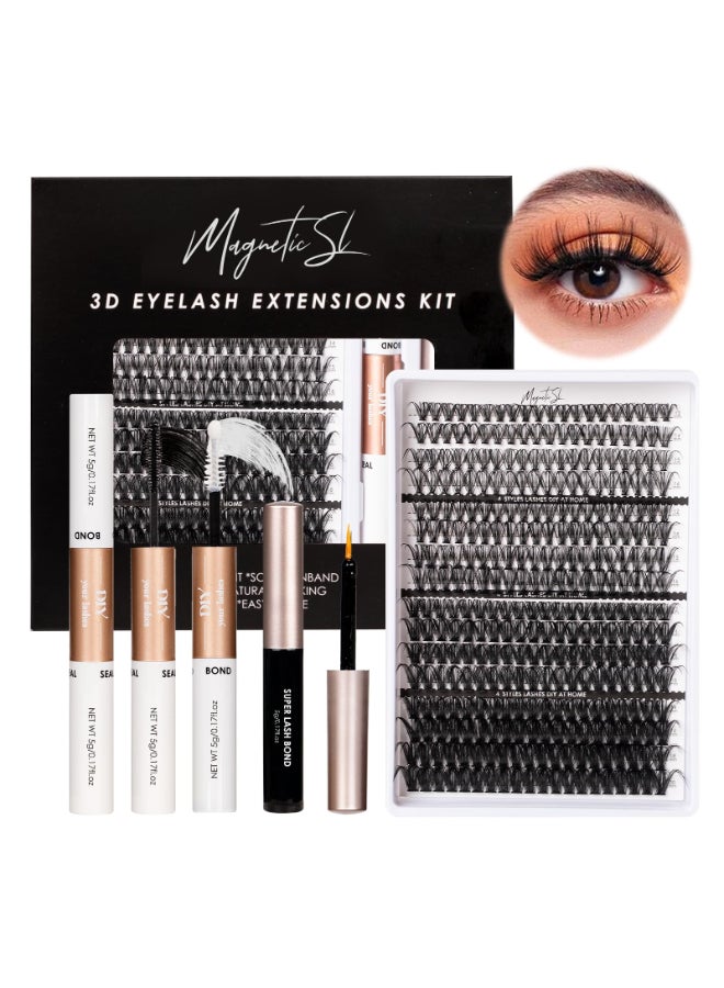 Magnetic SL Lash Clusters 320pcs Lash Extension Kit 30D 40D 80D 100D Individual Lashes Kit 1220mm Eyelash Extension Kit with Lash BondSealLash Remover and Lash Tweezers for Easy Use304080100D007D Kit - Image 2