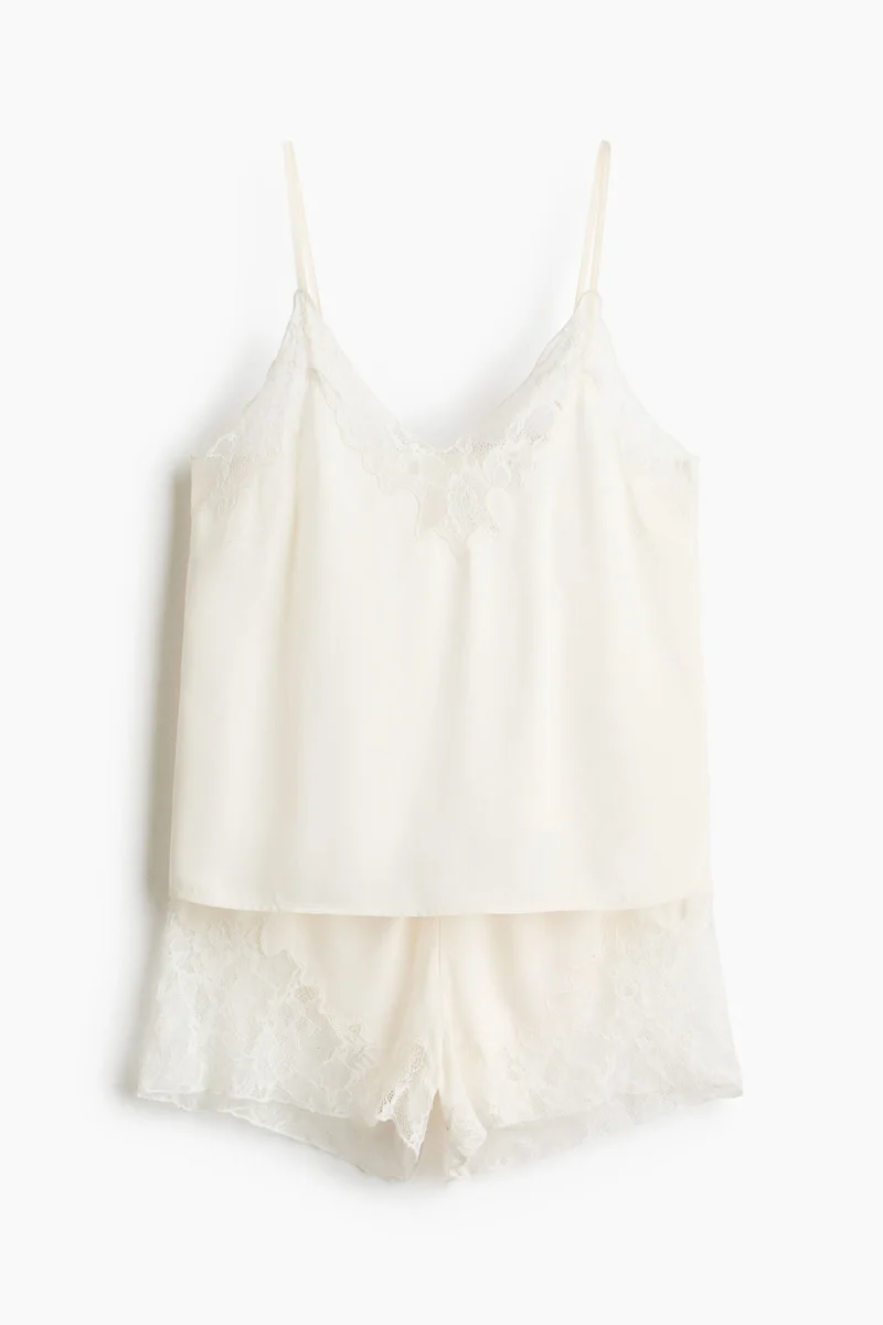 H&M Lace-trimmed satin pyjamas