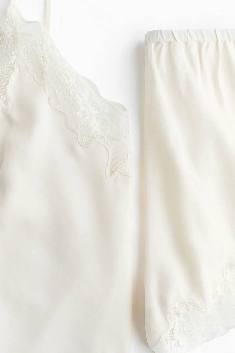 H&M Lace-trimmed satin pyjamas