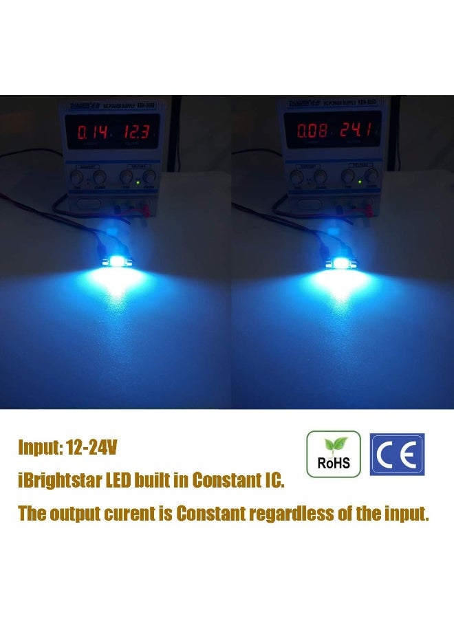 iBrightstar 9-30V Extremely Bright 211-2 212-2 578 Festoon LED Bulbs Error Free for Interior Map Dome Lights and License Plate Courtesy Lights, Ice Blue - Image 4