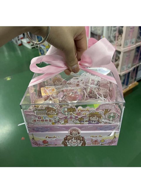 Leico Premium Upgrade Goo Card Suitcase Gift Box Hand Account Sticker Fire Paint DIY Cream Glue Decoration Treasure Box-Color:Diy Sticker Set Fantasy Linkage Box Rubik's Cube Seal (gift Bag)