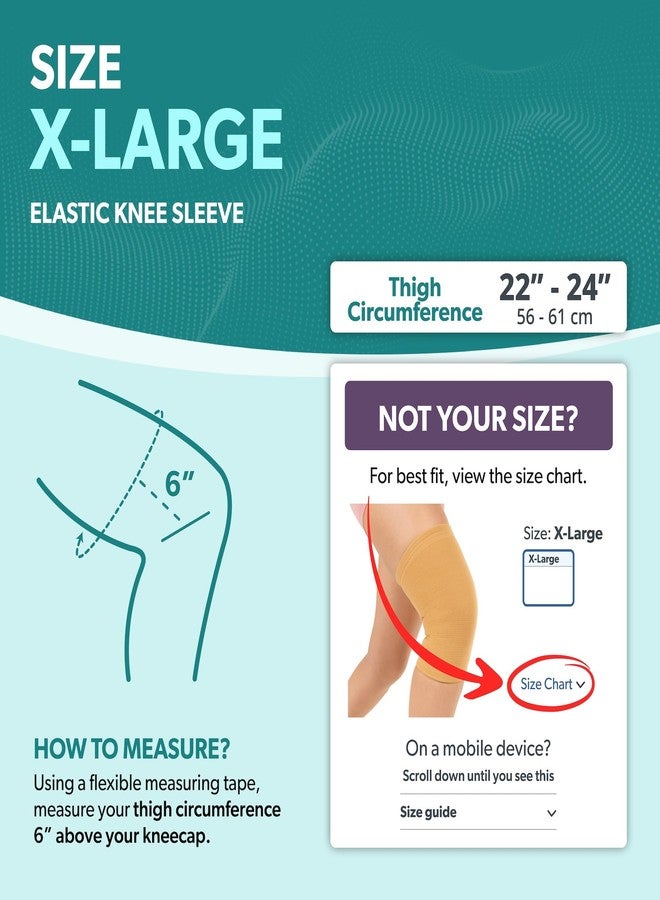 BraceAbility Elastic Slip-on Knee Sleeve | Flexible Fabric Knee Pain Compression Bandage for Stretchy, Lightweight & Comfortable Support (XL) - Image 2