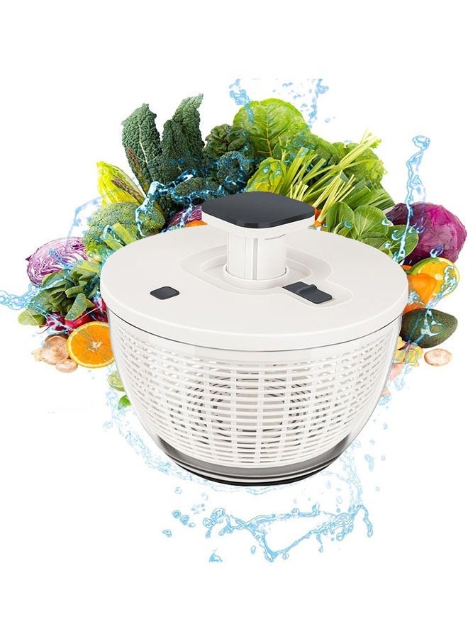 Arabest 6L Salad Spinner,Lettuce Dryer Easy Press Large Vegetable Dryer Salad Mixer with Retractable Pusher and Brake Button for Greens, Herbs, Berries, Fruits - Image 1