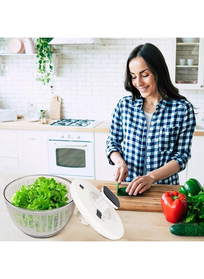 Arabest 6L Salad Spinner,Lettuce Dryer Easy Press Large Vegetable Dryer Salad Mixer with Retractable Pusher and Brake Button for Greens, Herbs, Berries, Fruits - Image 4