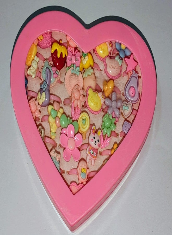 UTOPIC Girls Adjustable Finger Rings Set (Pack of 36 rings) with Heart Shaped Pink Storage Box - Cute Multi-Color Dress Up Rings for Kids, Toddlers & Party Favors - Image 3