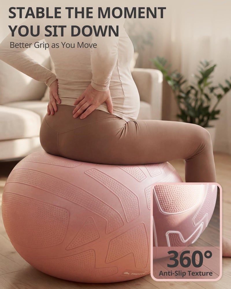 Trideer Pregnancy Yoga Ball â€“ 1.7mm Extra Thick for Labor & Maternity, 440LB Anti-Burst, Non-Slip Stability â€“ Includes Exercise Guide & Baby Memory Book - Image 4