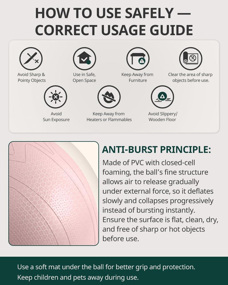 Trideer Pregnancy Yoga Ball â€“ 1.7mm Extra Thick for Labor & Maternity, 440LB Anti-Burst, Non-Slip Stability â€“ Includes Exercise Guide & Baby Memory Book - Image 2