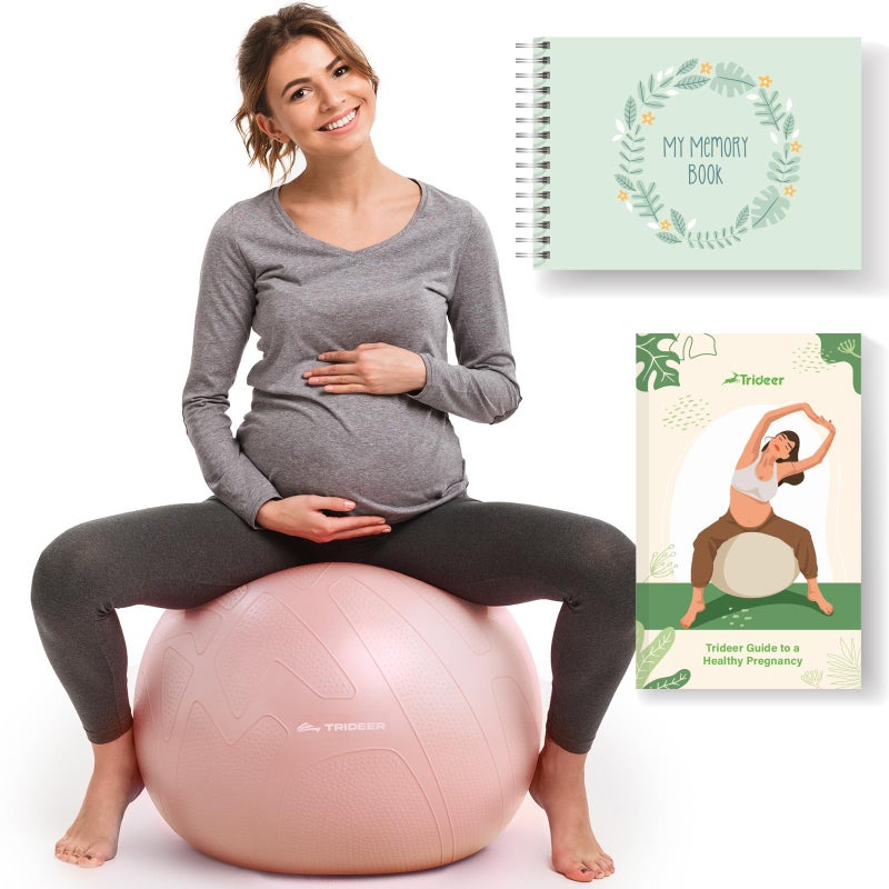 Trideer Pregnancy Yoga Ball â€“ 1.7mm Extra Thick for Labor & Maternity, 440LB Anti-Burst, Non-Slip Stability â€“ Includes Exercise Guide & Baby Memory Book - Image 1