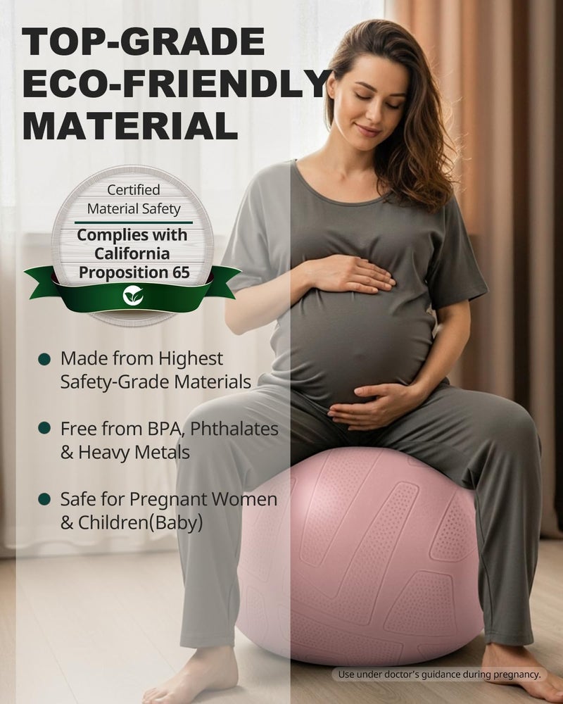 Trideer Pregnancy Yoga Ball â€“ 1.7mm Extra Thick for Labor & Maternity, 440LB Anti-Burst, Non-Slip Stability â€“ Includes Exercise Guide & Baby Memory Book - Image 5