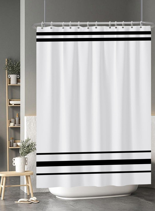 Baocicco Baocicoo Striped Shower Curtain for Bathroom Minimalism Style Shower Curtains Set Black and White Stripes Shower Curtains Dormitory Cubicle Waterproof Fabric Shower Curtain with Hooks 72x72 Inches - Image 1